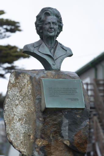 The British prime minister who ordered the military expedition to retake the Falkland islands, the late Margaret Thatcher, is honoured with a bust outside the legislative assembly