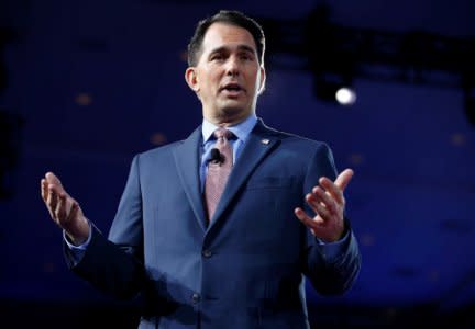 FILE PHOTO: Wisconsin Governor Scott Walker speaks during the Conservative Political Action Conference (CPAC) in National Harbor, Maryland, U.S., February 23, 2017.  REUTERS/Joshua Roberts