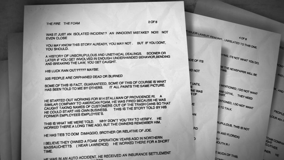 The Derderians learned about a piece of evidence they say is important that was never presented to the grand jury: an eight-page fax sent to the Attorney General's Office anonymously just months after the fire entitled 