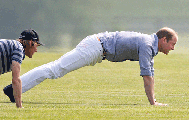 The Prince looking strong in plank. Photo: Getty Images