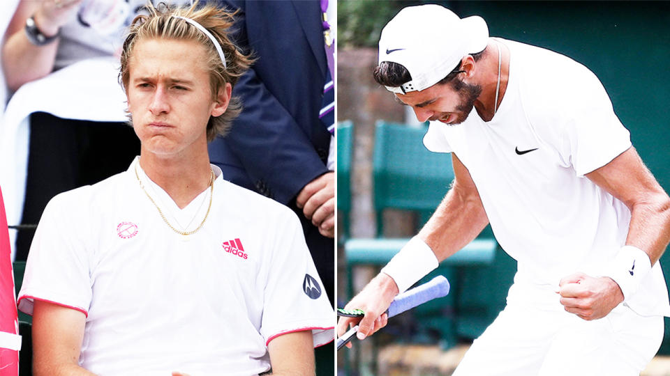 Karen Khachanov (pictured right) and Sebastian Korda (pictured left) were involved in one of the most bizarre fifth sets ever seen in tennis during their Wimbledon clash. (Getty Images)