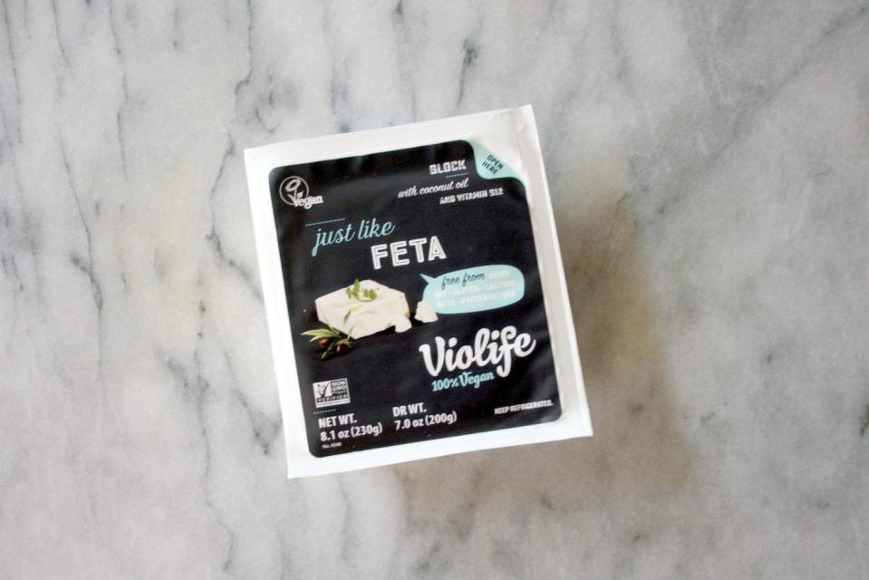Violife makes a vegan version of feta cheese.