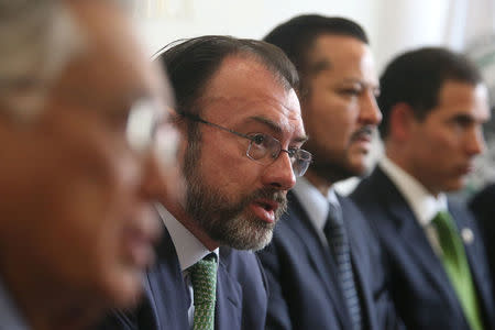 Mexico's Foreign Minister Luis Videgaray attends a news conference after a meeting about foreign affairs at the Senate of the Republic building in Mexico City, Mexico, January 24, 2017. REUTERS/Edgard Garrido