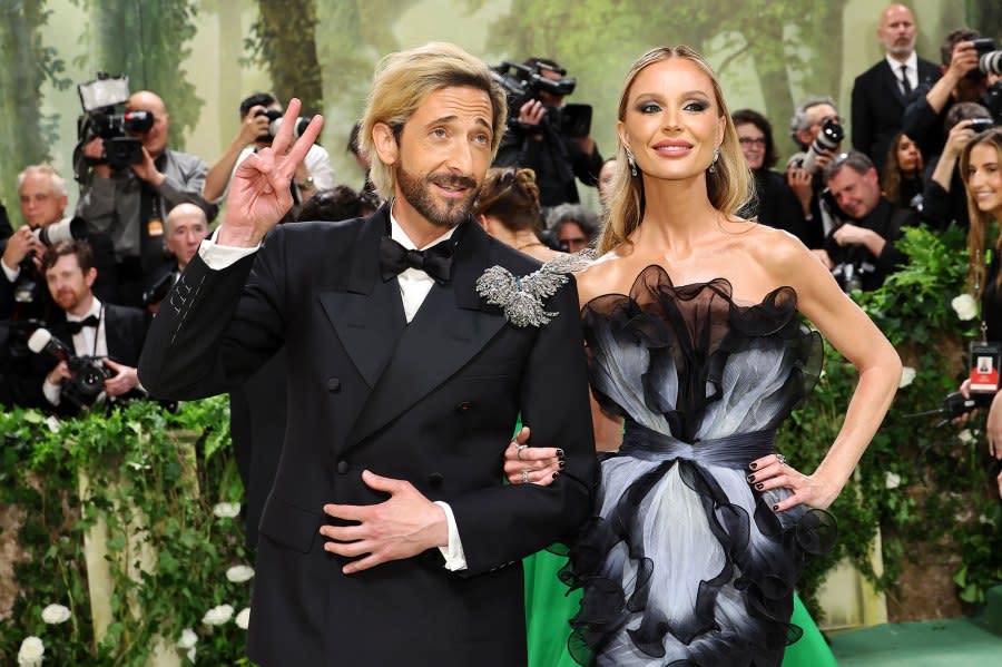 Adrien Brody Debuts Platinum Blonde Hair at 2024 Met Gala Georgina Chapman 02