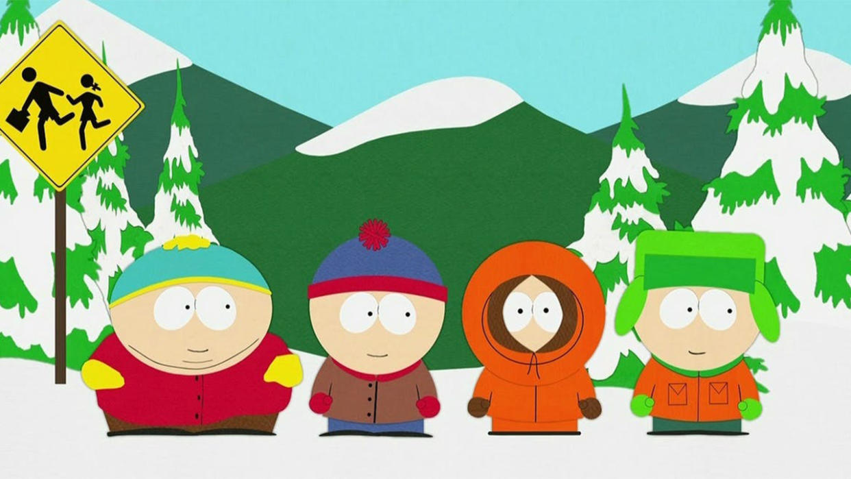  Cartman, Eric, Kenny, and Kyle in an episode of South Park. 