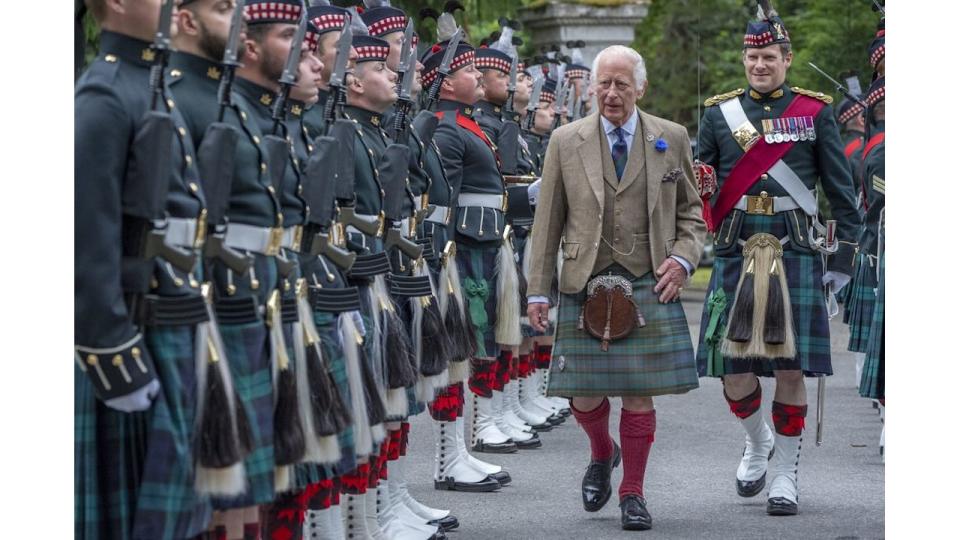 King Charles inspects guard of honour at Balmoral