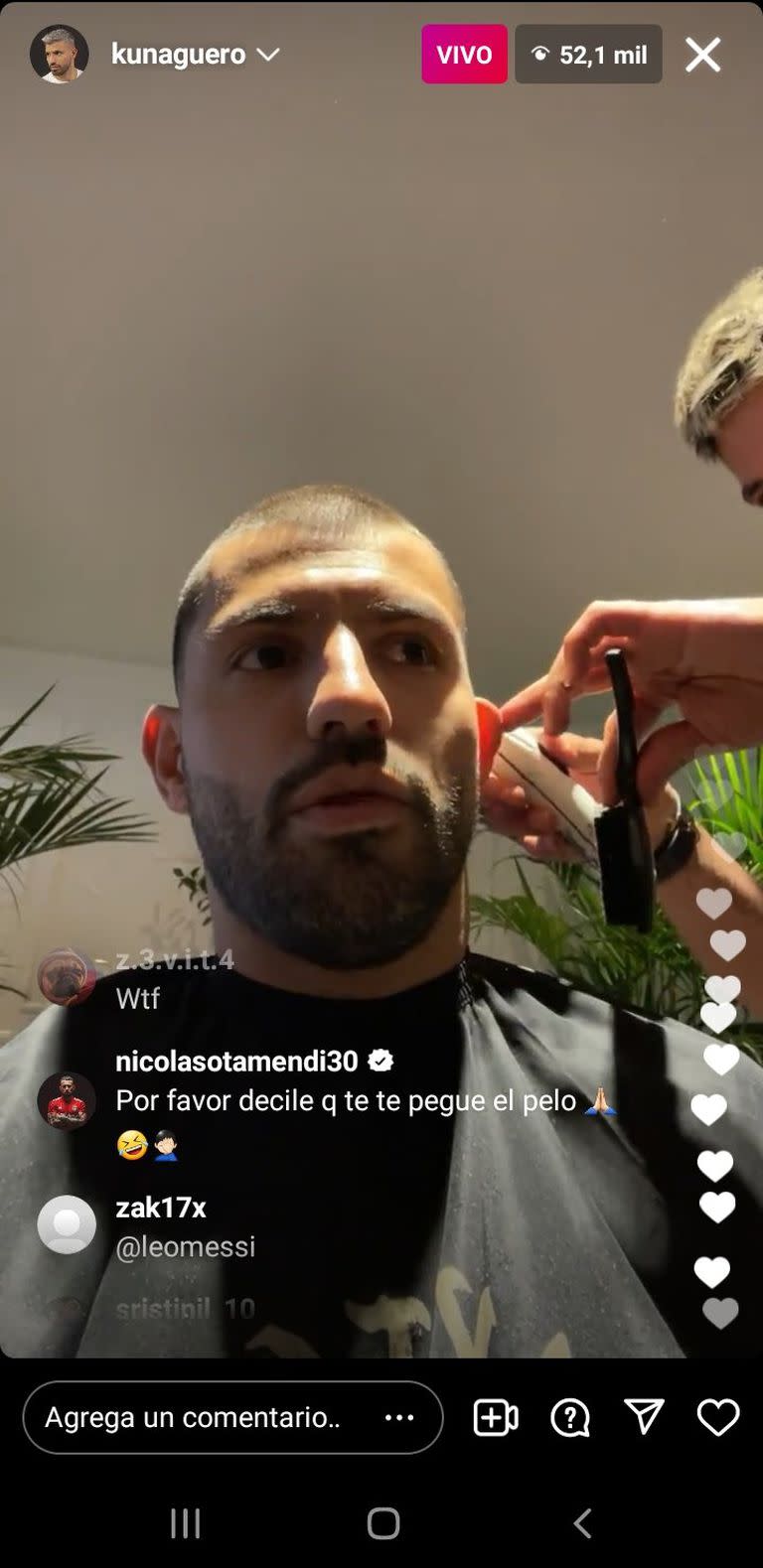 El comentario de Otamendi en el vivo del Kun Agüero