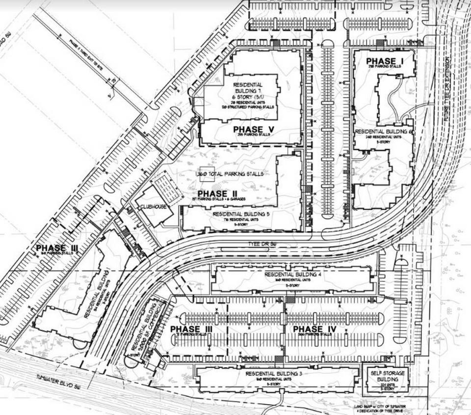 The site plan for the 1,150-unit Yorkshire apartments.