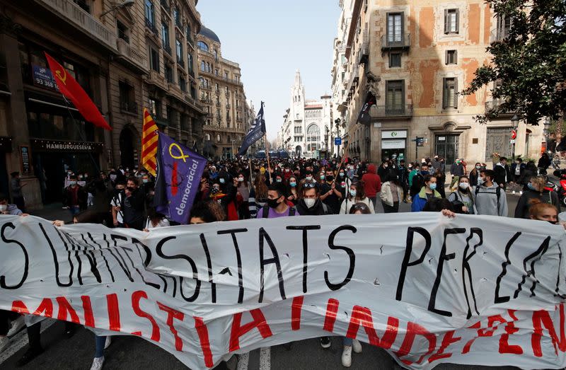 Protest against the arrest of Catalan rapper Pablo Hasel in Barcelona