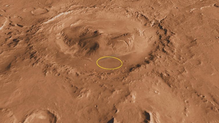 <span>Gale crater on Mars.</span><span><span>NASA/JPL-Caltech/ASU/UA</span></span>