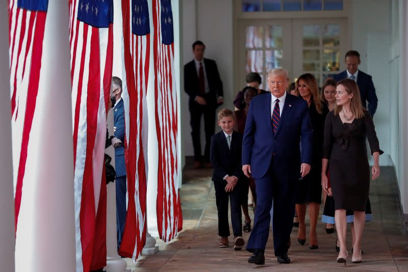 US President Donald J. Trump introduces Judge Amy Coney Barrett as his nominee to be an Associate Justice of the Supreme Court