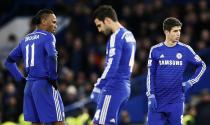 Chelsea players react after Bradford City's Mark Yeates (unseen) scored during their FA Cup fourth round soccer match at Stamford Bridge in London January 24, 2015. REUTERS/Stefan Wermuth (BRITAIN - Tags: SPORT SOCCER)