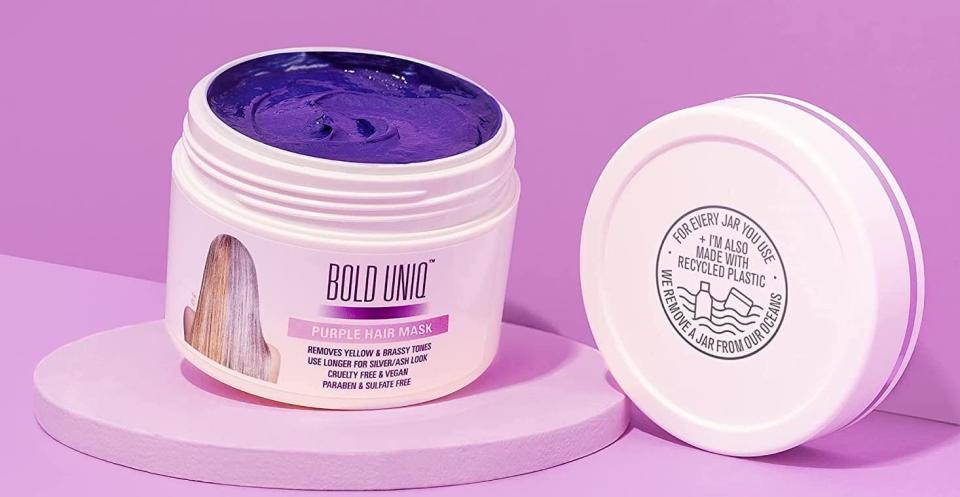 A photo of the Bold Uniq purple hair mask.