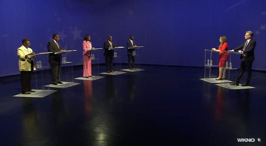 Five candidates for Memphis mayor participate in a debate hosted by The Daily Memphian and WKNO at WKNO's studios Tuesday, August 15, 2023.