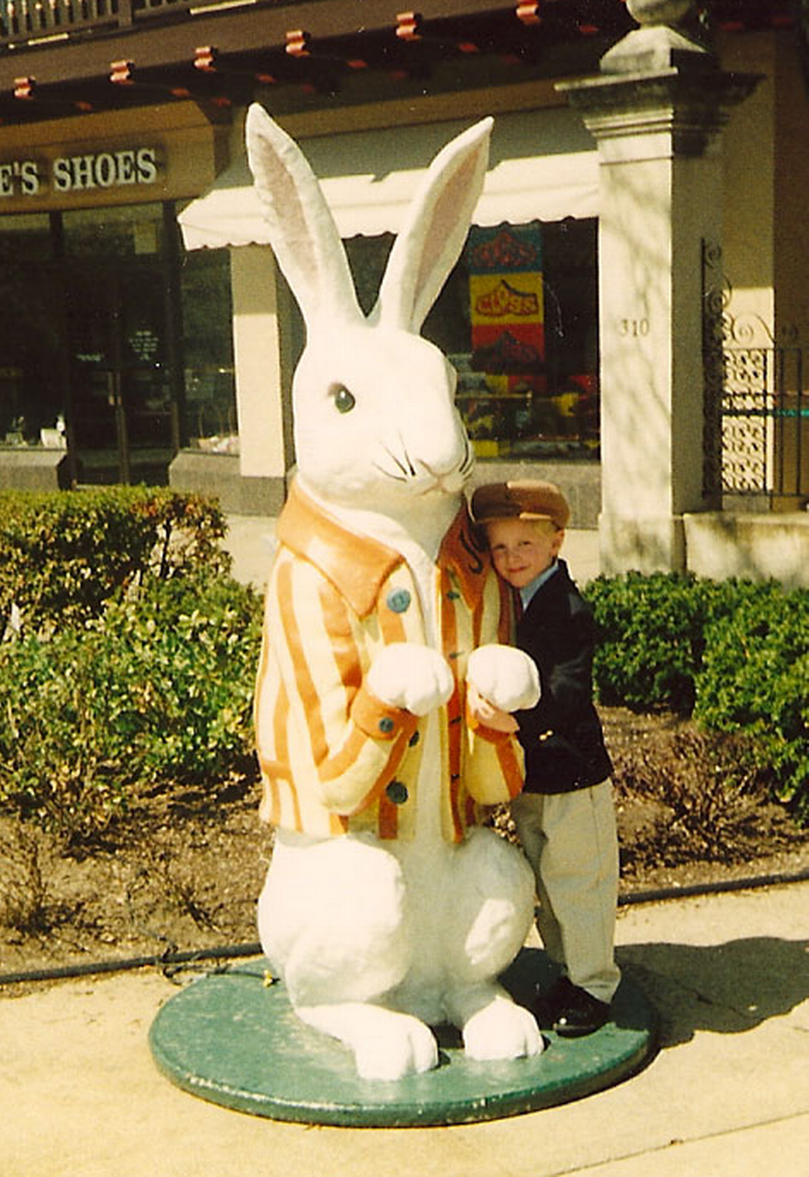 Joe, the now-missing Plaza Bunny, is captured in an old family photograph of Ian Johnson shared by Sheree Johnson of Kansas City on her blog, The Do’s and Don’ts of Aunting, April 3, 2011. Johnson’s nephew, Ian, poses next to the bunny before he disappeared in the late 1990s. Joe’s whereabouts are still unknown. Sheree Johnson, The Do's and Don'ts of Aunting