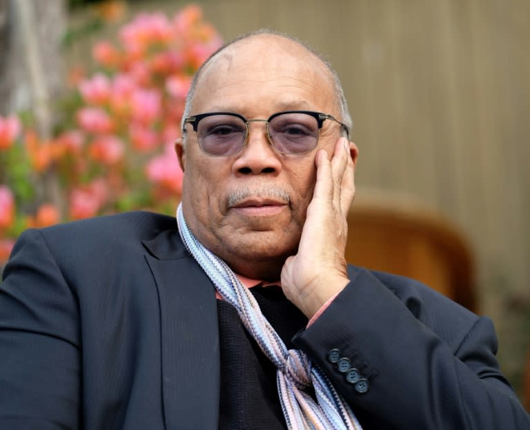 Quincy Jones, who is unveiling a streaming site dedicated to jazz, attending a reception in his honor at the Residence de France in Beverly Hills