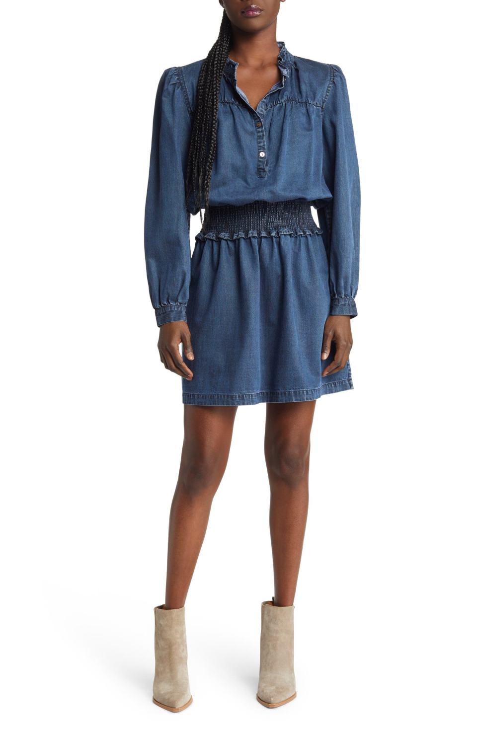 Rails Shawna Chambray Smocked Waist Minidress