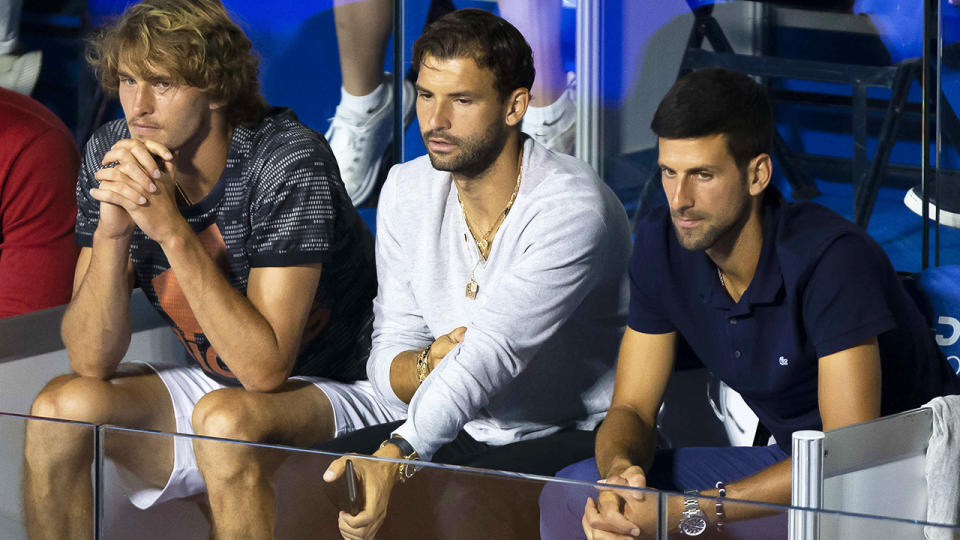 Alexander Zverev, Grigor Dimitrov and Novak Djokovic, pictured here at the Adria Tour.