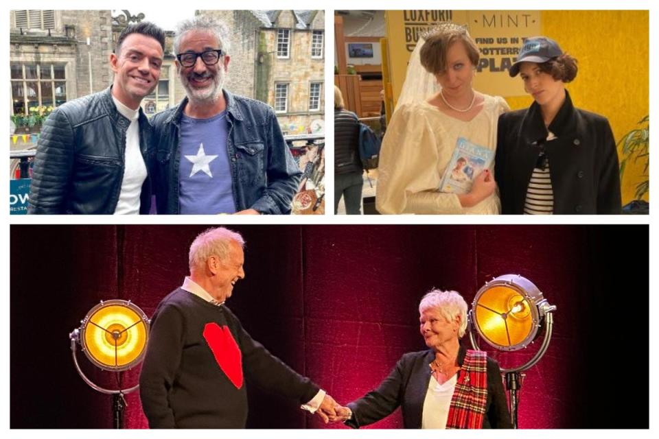 David Baddiel, Des Clarke, Linus Karp, Phoebe Waller-Bridge, Gyles Brandreth, Dame Judi Dench (Twitter / Instagram)