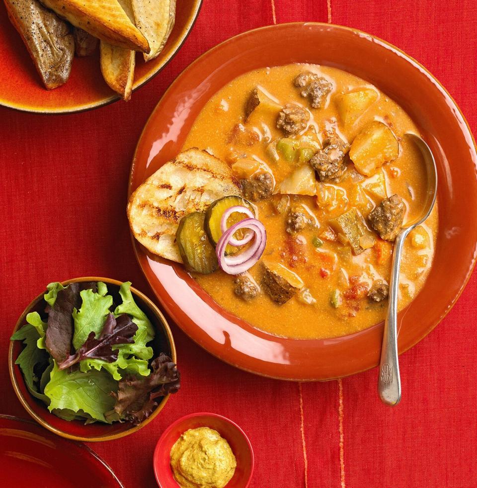 Here's a fun and tasty soup recipe the whole family can enjoy! For the full cheeseburger effect, serve this cheeseburger soup with a side of toasted buns and all the sandwich fixings.