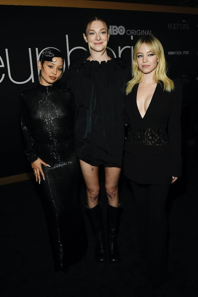 Alexa Demie, Hunter Schafer and Sydney Sweeney attend the For Your Consideration event in Los Angeles on April 20, 202. - Credit: Michael Buckner for Variety