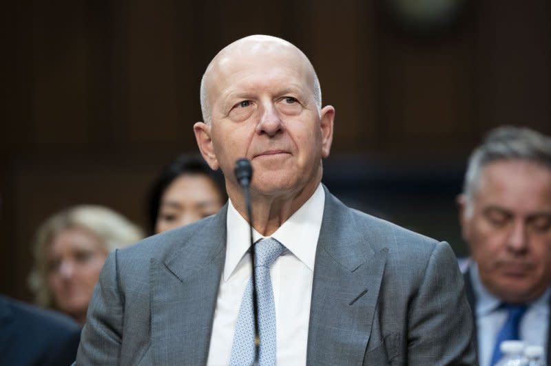 CEO of Goldman Sachs David Solomon looks on during a Senate Banking, Housing and Urban Affairs committee oversight hearing examining Wall Street firms at the U.S. Capitol in Washington, D.C., on Wednesday. He said the Fed's proposed higher capital rules would negatively affect capital markets. Photo by Bonnie Cash/UPI