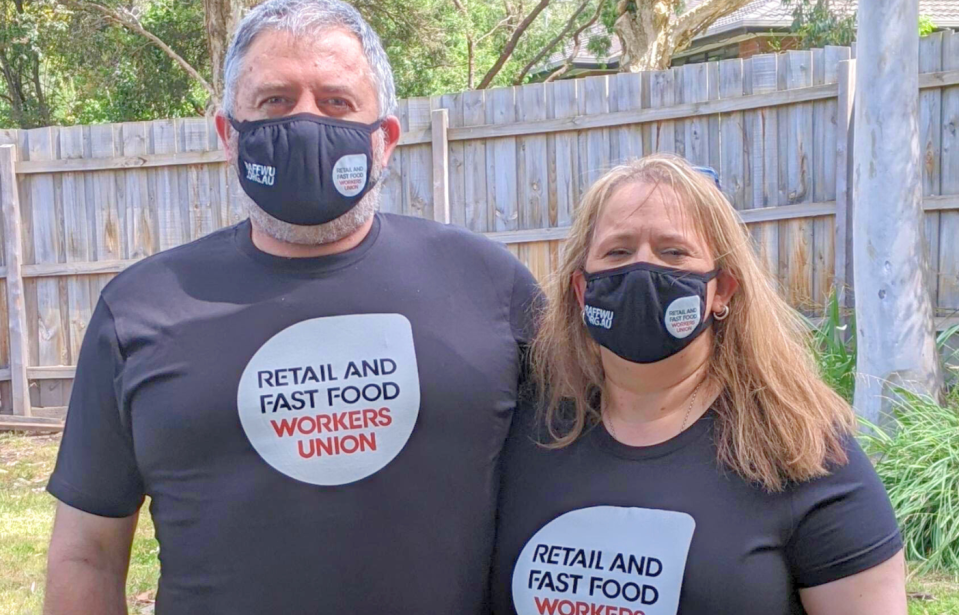 Woolworths worker Lauren Dyer and her husband