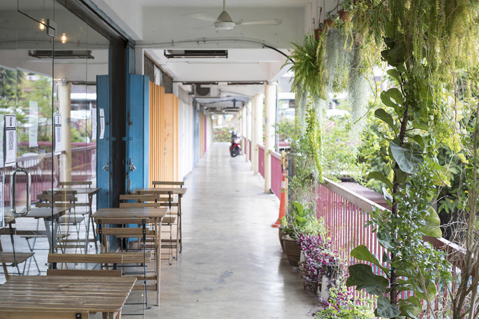 The colourful “rainbow corridor” outside Ebony &amp; Ivory provides an oasis of calm.