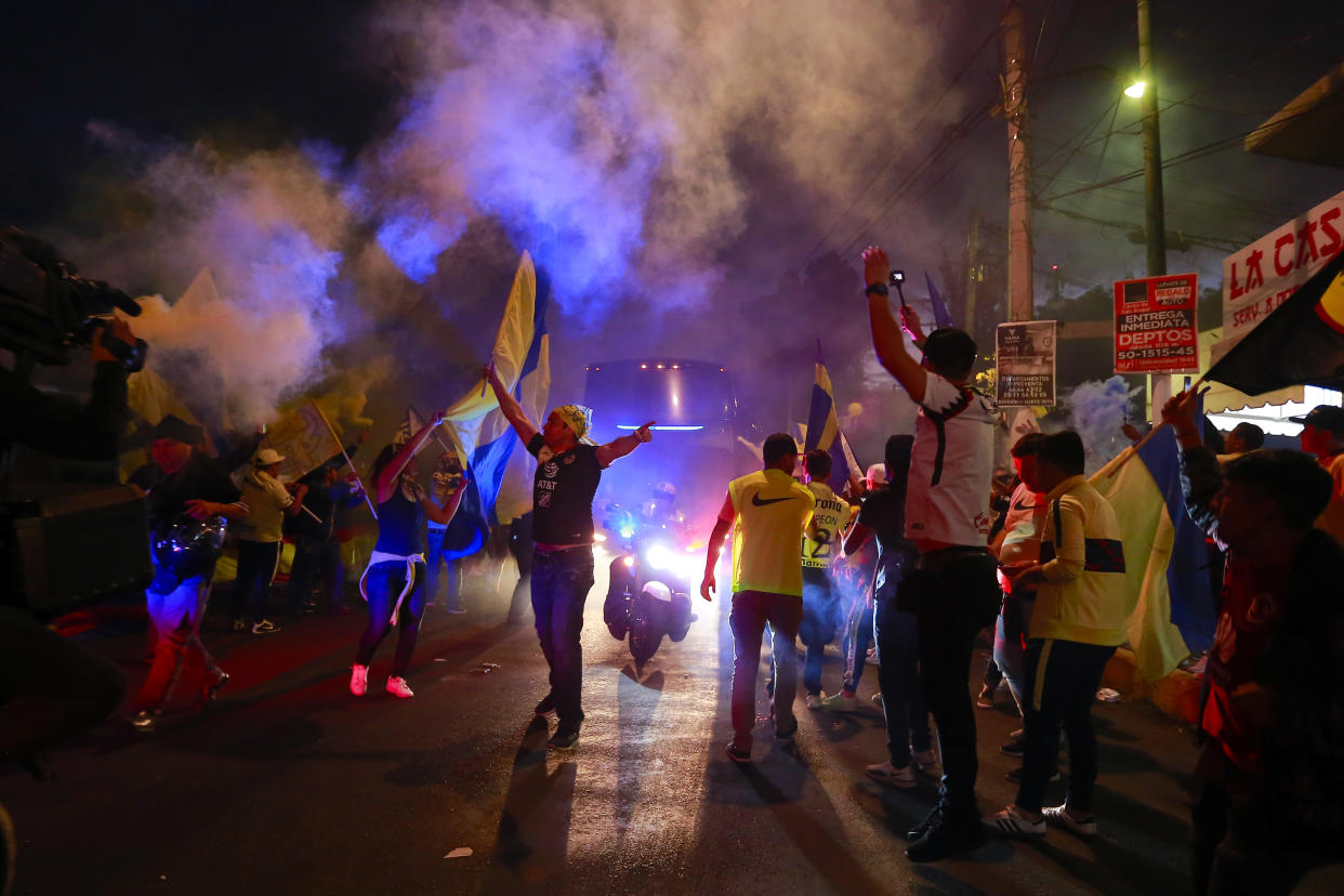 MEXICO CITY, MEXICO - DECEMBER 29: Fans of America cheer for their team prior to the Final second leg match between America and Monterrey as part of the Torneo Apertura 2019 Liga MX at Azteca Stadium on December 29, 2019 in Mexico City, Mexico. (Photo by Cesar Gomez/Jam Media/Getty Images)