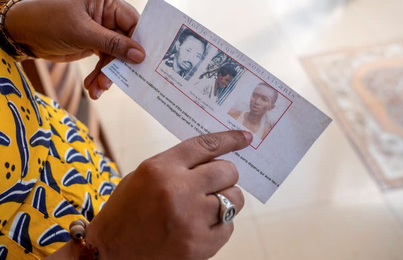 Dimitrie Sissi Mukanyiligira, a Rwandan genocide survivor, takes part in a Reuters interview in Kigali