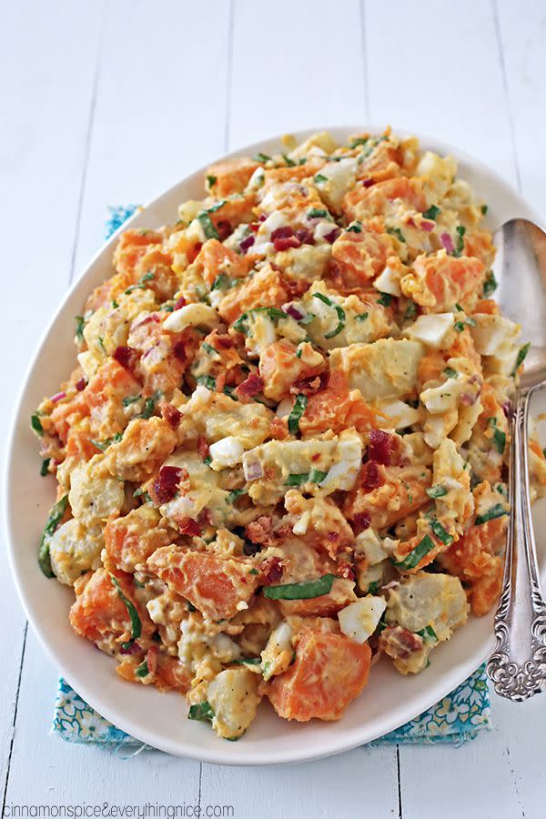 Russet and Sweet Potato Salad with Bacon