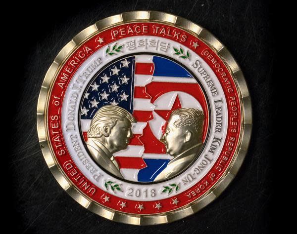 A medal released to mark peace talks between Trump and Kim Jong Un