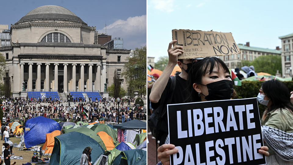 Columbia University and students split image