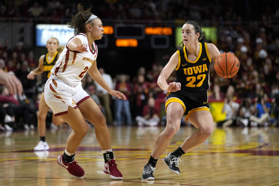 Caitlin Clark has crossed the 3,000-point scoring barrier. (AP Photo/Charlie Neibergall)