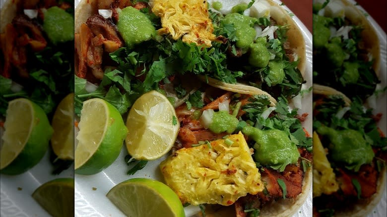 Pastor tacos with pineapple