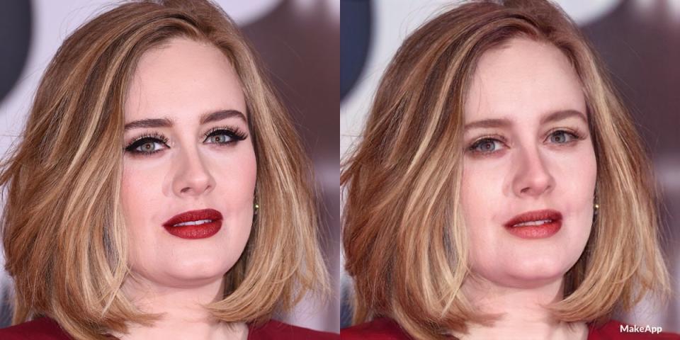 <p>Même sans maquillage, Adele est superbe sur le tapis rouge. </p>