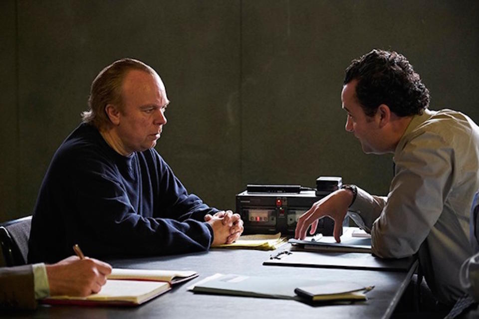 Steve Pemberton, left, as Tony Martin and Daniel Mays in The Interrogation Of Tony Martin (Picture: Channel 4)