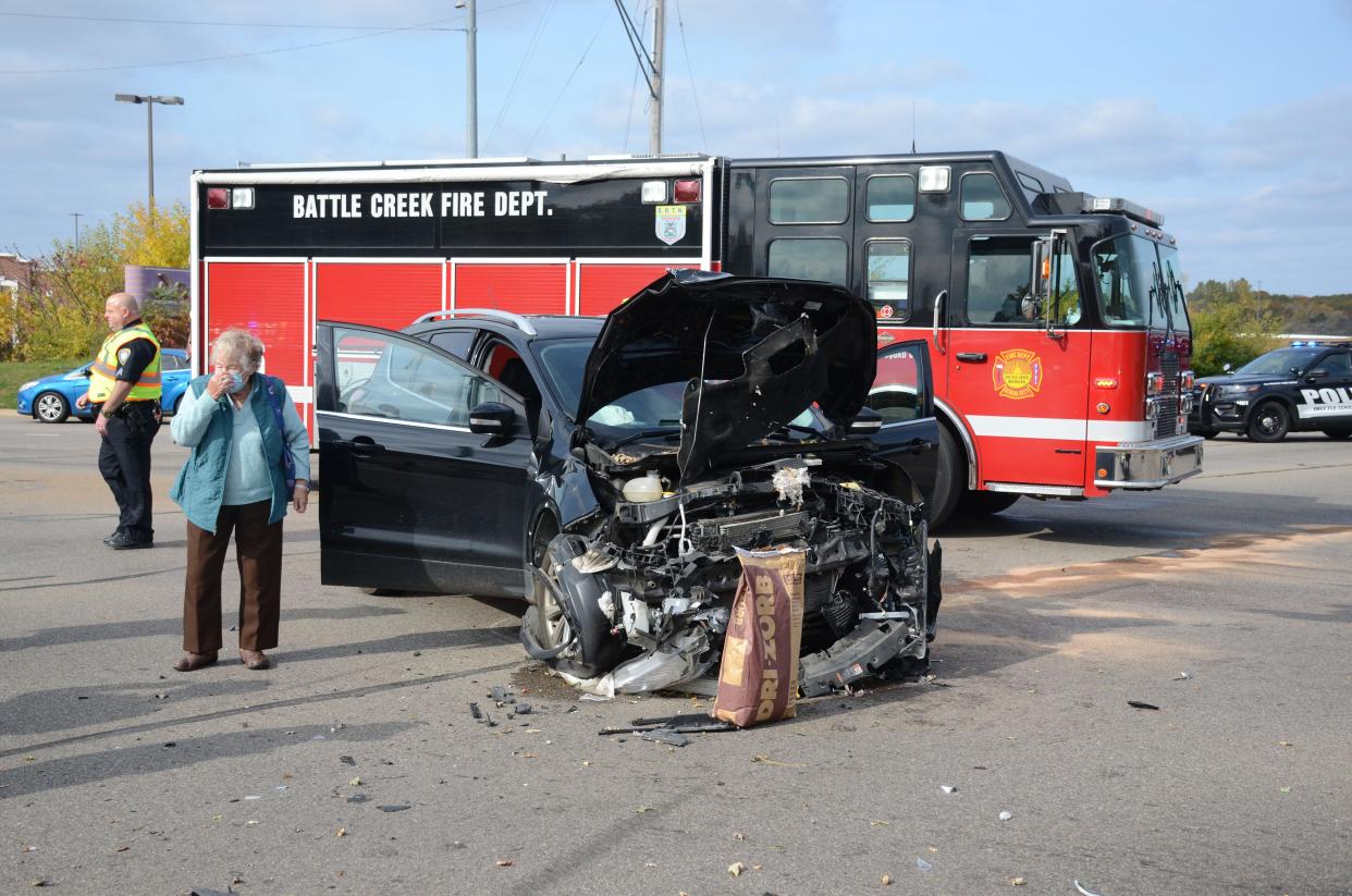 Two injured in two-vehicle crash at M-66 and Beckley Road in 2020.