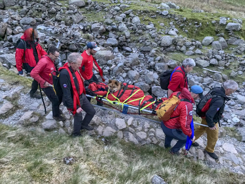 救援隊共派出13人，花費4小時18分鐘才成功下山。（翻攝自Keswick Mountain Rescue team）