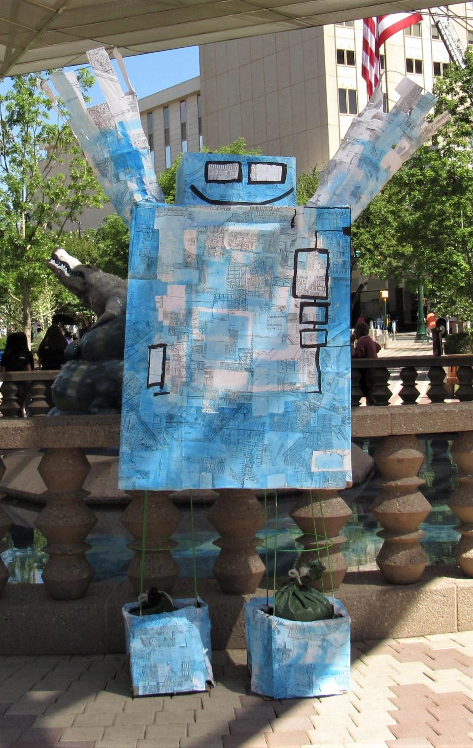 Artworks made from recycled products were on display as the city of El Paso's Environmental Services Department held an Earth Day celebration April 20, 2019, at San Jacinto Plaza.