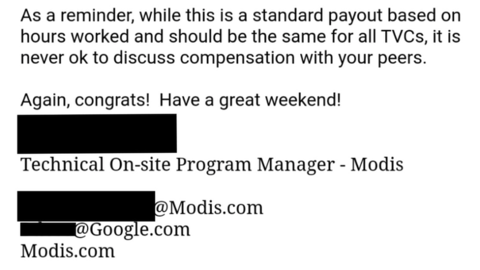 Pantallazo del mensaje de correo que recibió Shannon Wait de su jefe.