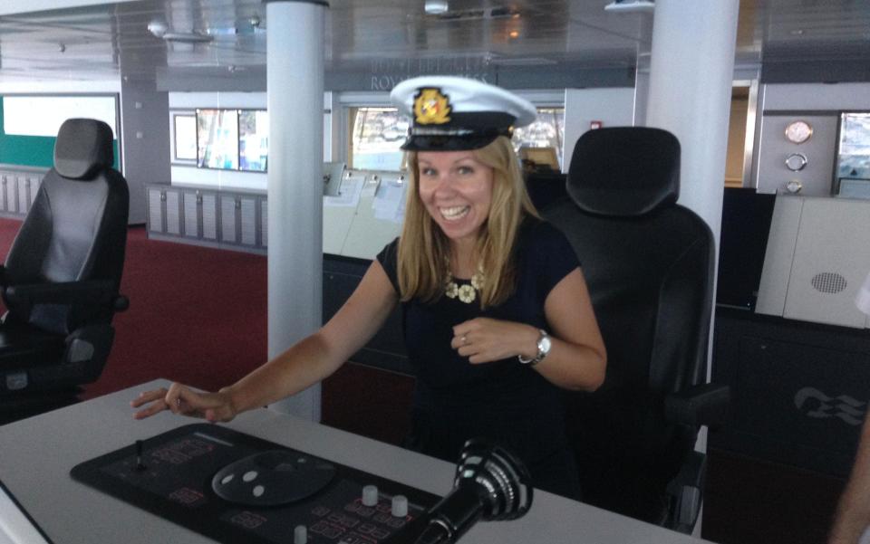 Katherine on the bridge of Royal Princess