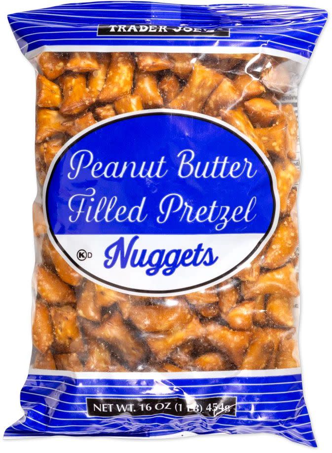 A bag of peanut butter-filled pretzels from Trader Joe's