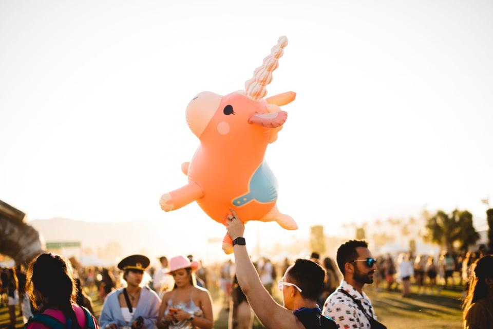 <div class="inline-image__caption"><p>Apple watch + inflatable cow + white sunglasses + no sleeves = suspect style. </p></div> <div class="inline-image__credit">Matt Winkelmeyer/Getty Images for Coachella</div>