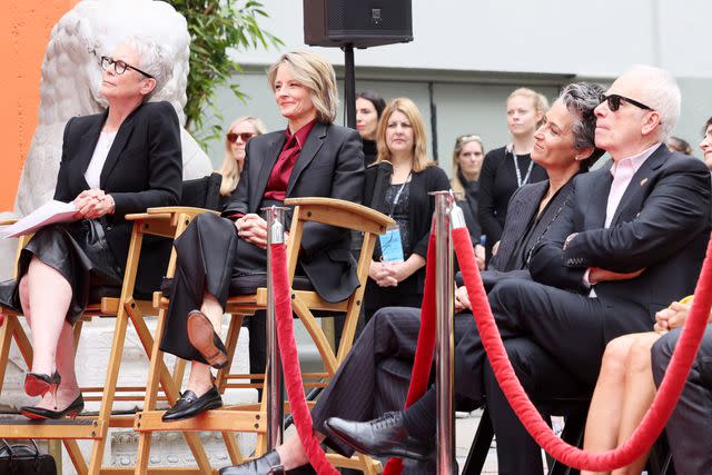 <p>Rodin Eckenroth/Getty</p> Jamie Lee Curtis, Jodie Foster, Alexandra Hedison, and Christopher Guest at Foster's Hand and Footprint ceremony