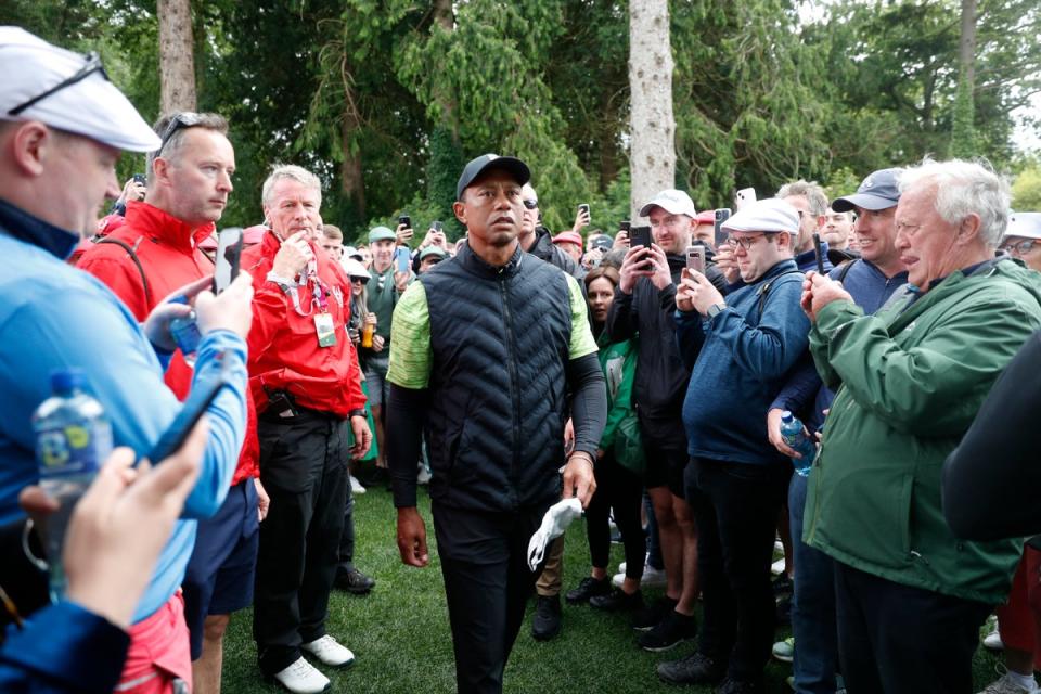 Tiger Woods walks to the 10th tee box during the JP McManus Pro-Am at Adare Manor (Peter Morrison/AP) (AP)