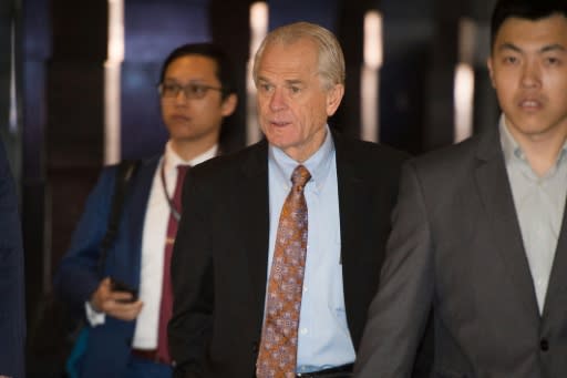 According to reports, White House economic adviser Peter Navarro (C) sparred with Treasury Secretary Steven Mnuchin over his handling of the China talks and was barred from attending the meetings this week