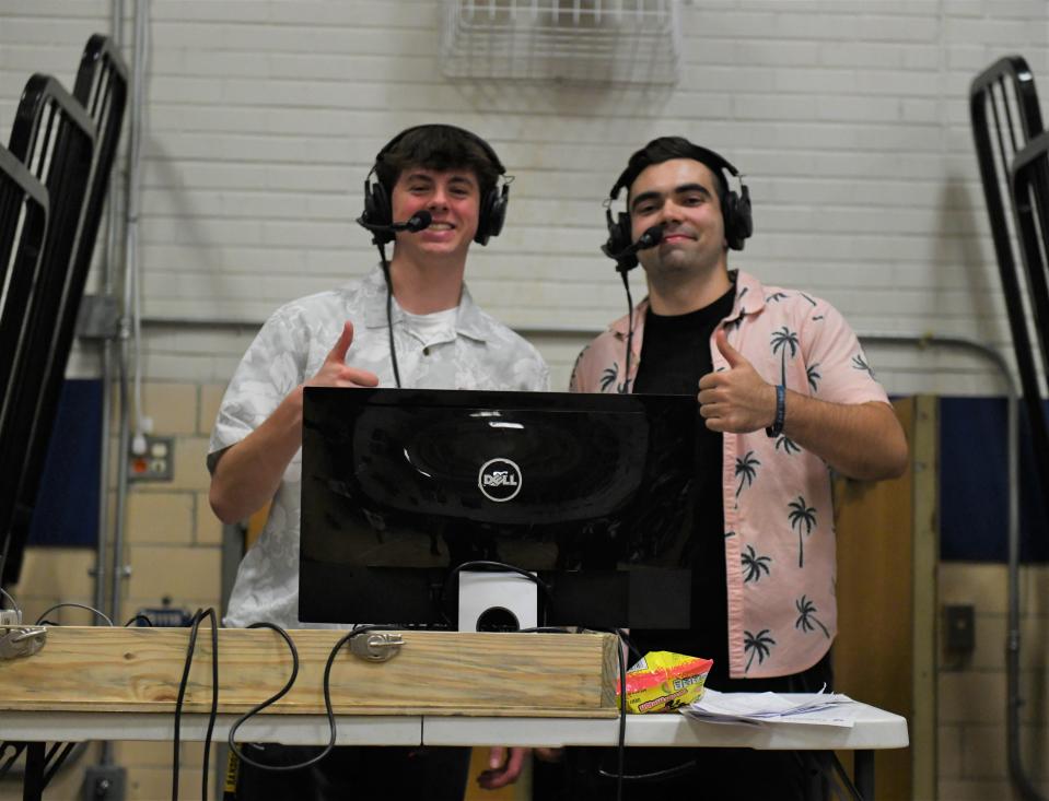 Stephen Decatur baseball players Adam Gardner (left) and Stephen Wade (right) began broadcasting basketball games for the school's YouTube channel this season, calling games for the boy's and girl's seasons.