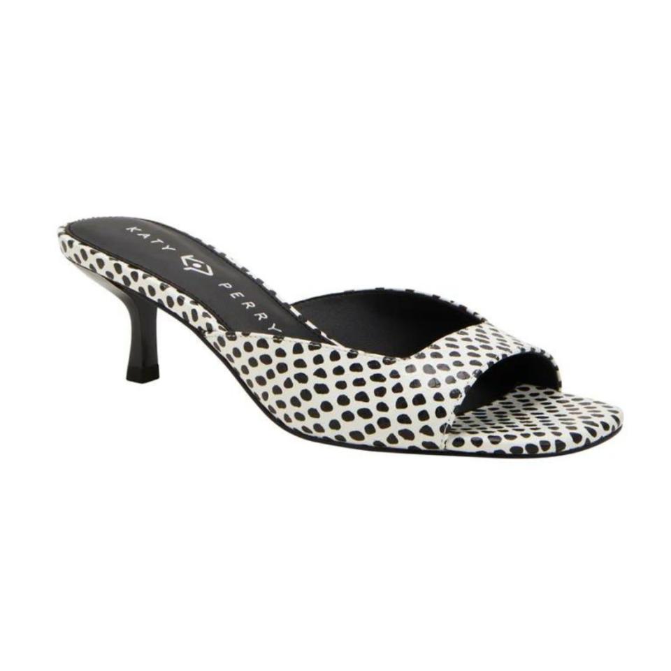 black and white spotted ladie low heel sandal katy perry collections