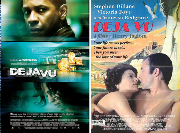 <b>Deja Vu (2006) / Deja Vu (1997) </b><br><br> Ironic title alert! Film fans were sure they’d seen the name of Denzel Washington’s 2006 thriller before... and they had. There was an identically titled film made in 1997 that followed a love affair between an engaged L.A. shop owner and a married Englishman.